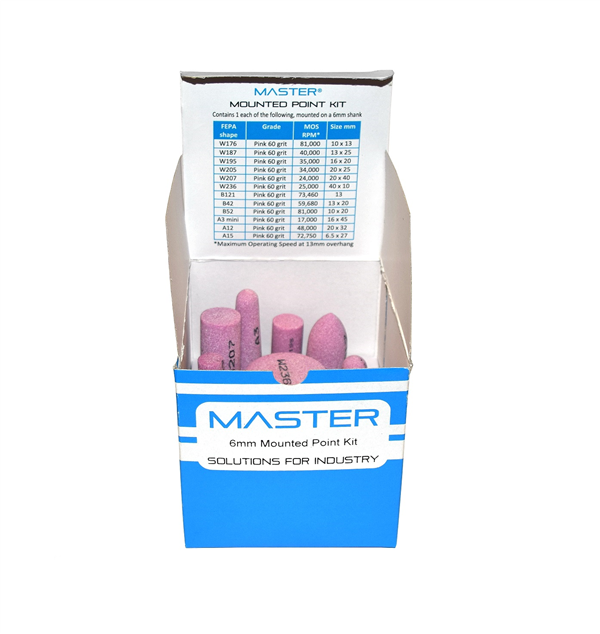 Master Mounted point Kit 6mm shank 12 piece